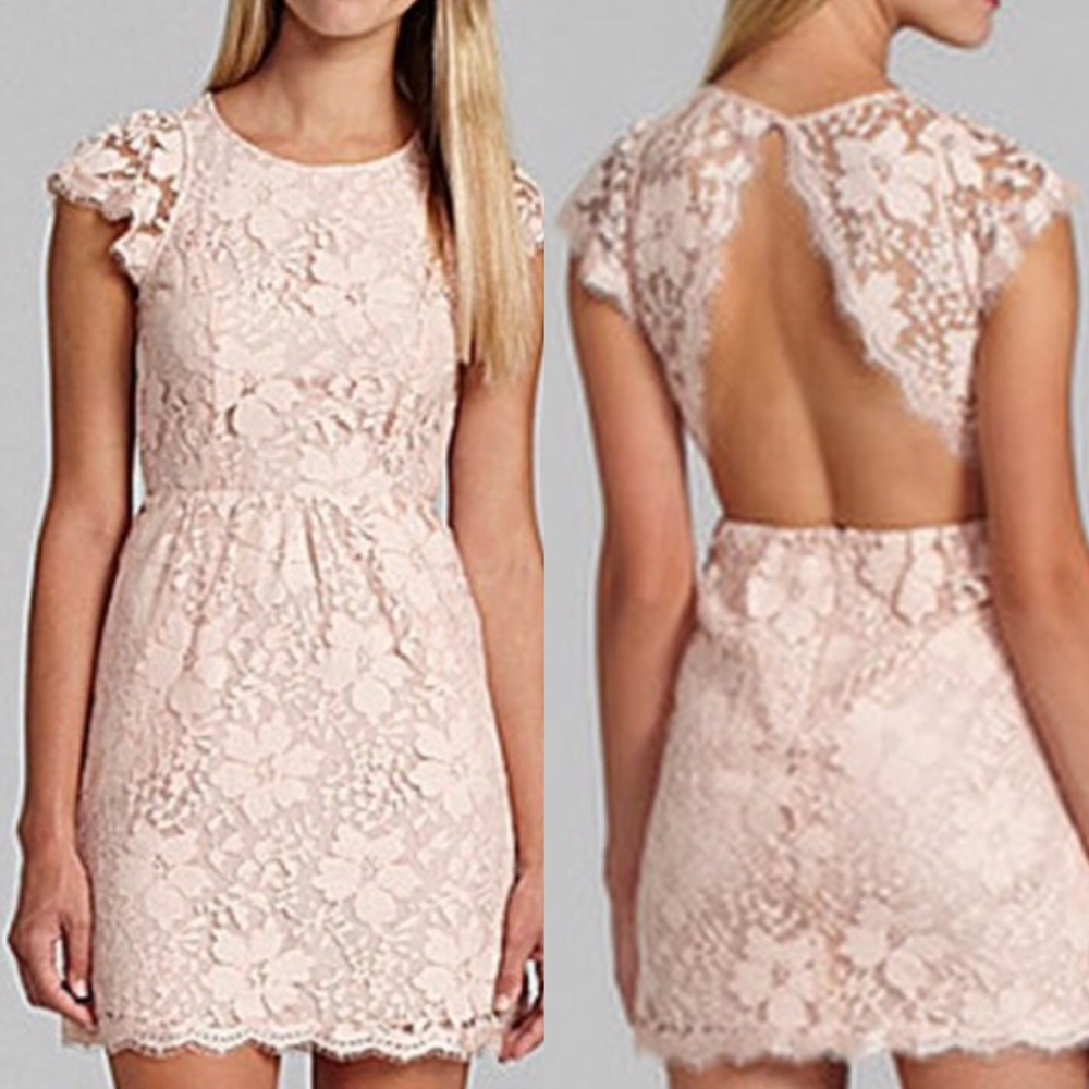 BCBGeneration Blush Pink Lace Backless Dress